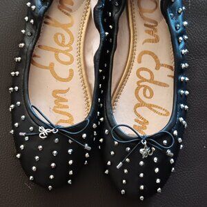 Sam Edelman Fanley Black Leather Ballet Flats Size 8